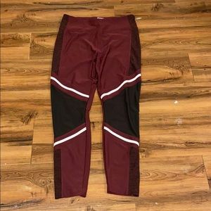 Maroon and black full length leggings